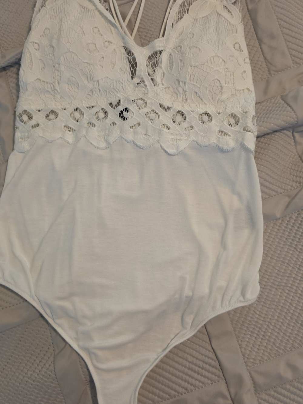 Lace-Detail White Bodysuit - Women